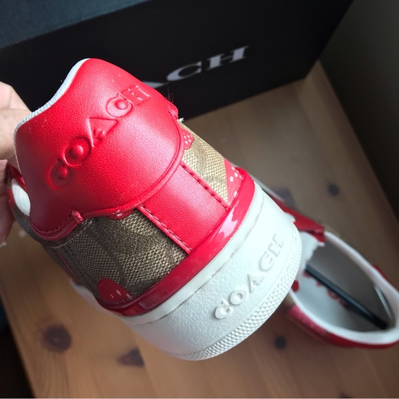 🍓 Coach Clip Low Top Sneaker In Signature Canvas With Wild Strawberry Print - Picture 8 of 13